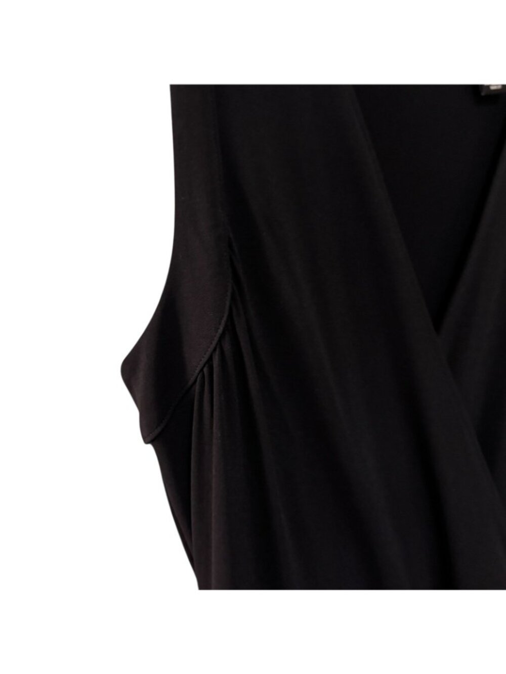 Balletcore Sleeveless Black Dress Women's M Faux Wrap Fit & Flare Minimalist - Picture 8 of 16